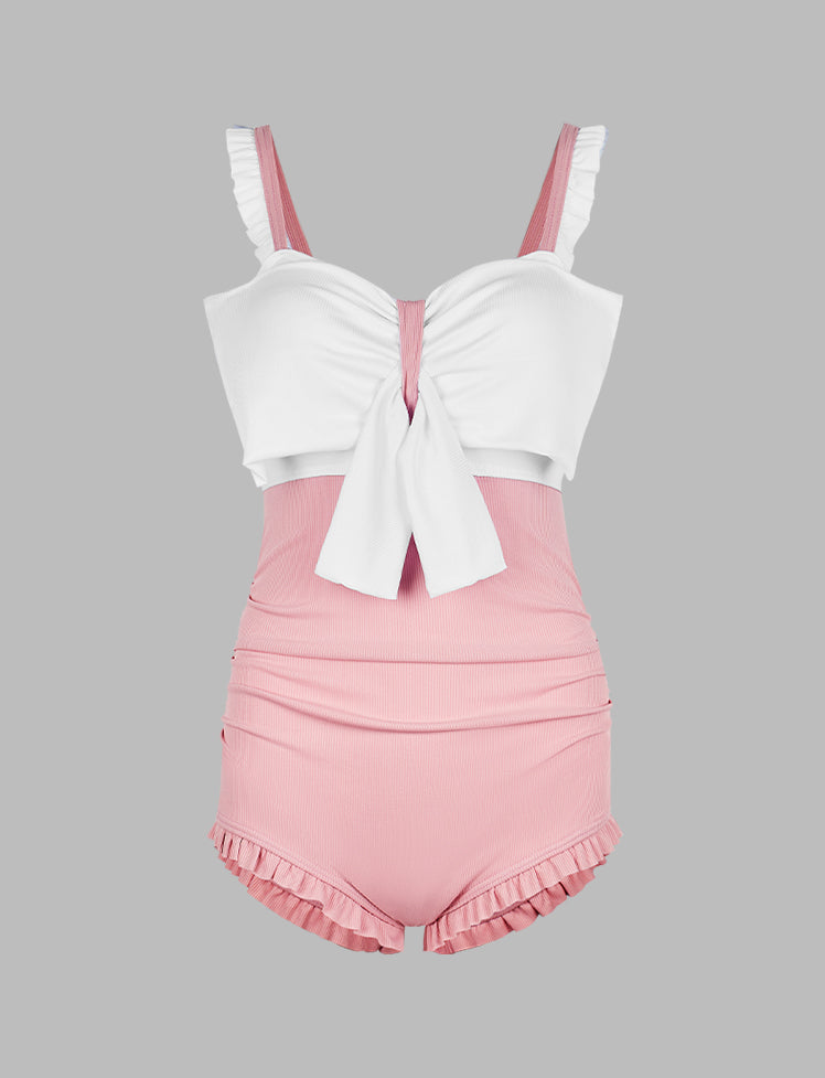 Ruffled Bowknot One-piece Swimwear