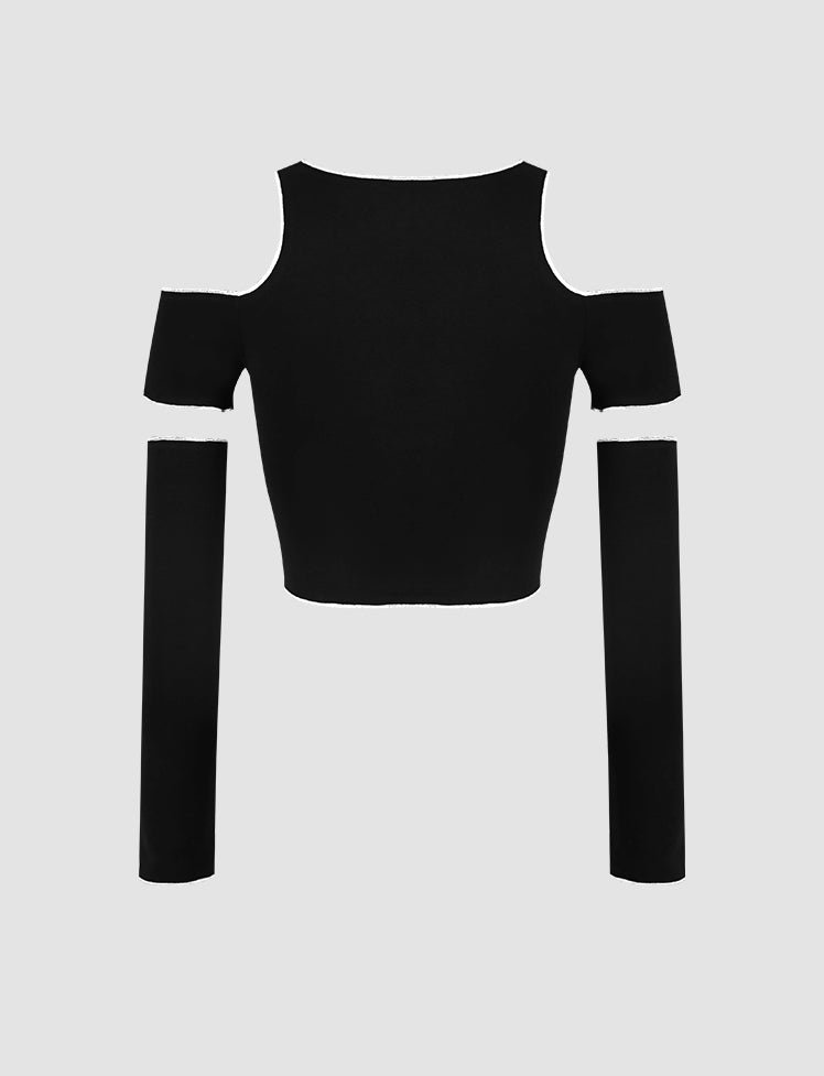 Hollow Shoulder Y2K Top