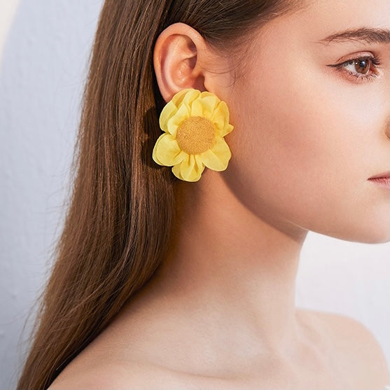 Fabric Flower Earrings