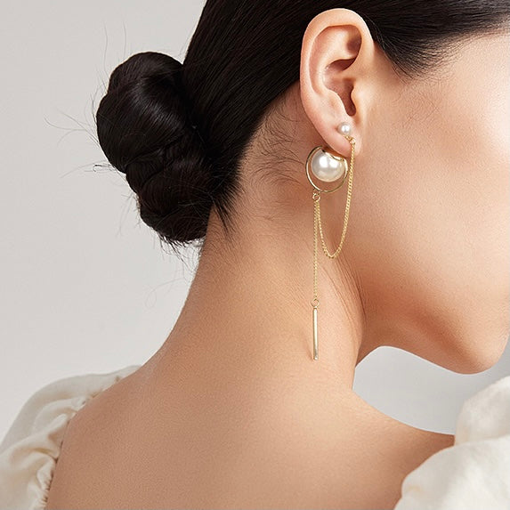 Irregular Pearl Tassel Earrings