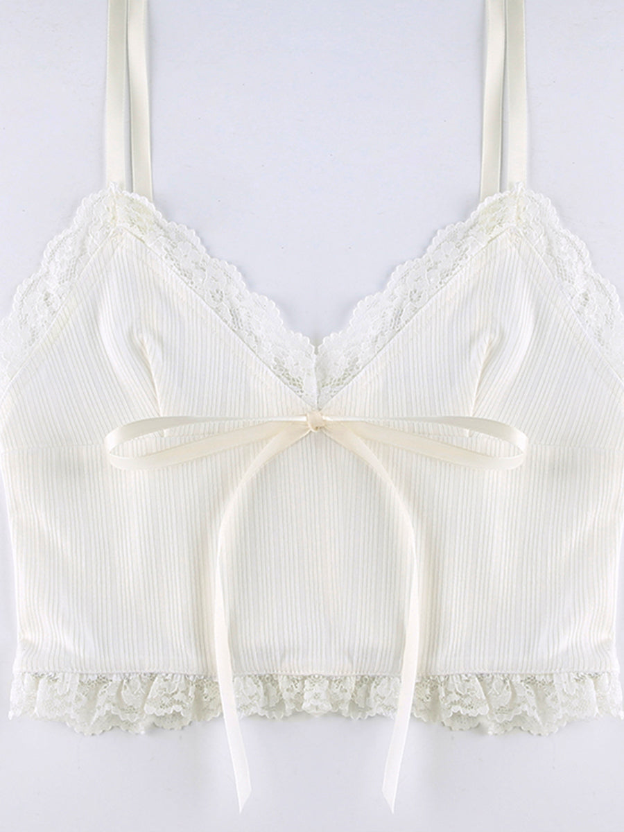 Lace Slim Elastic Crop Top