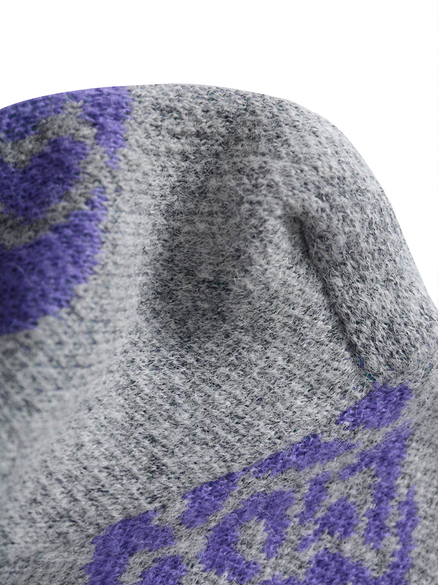 Purple Floral Knitted Cardigan