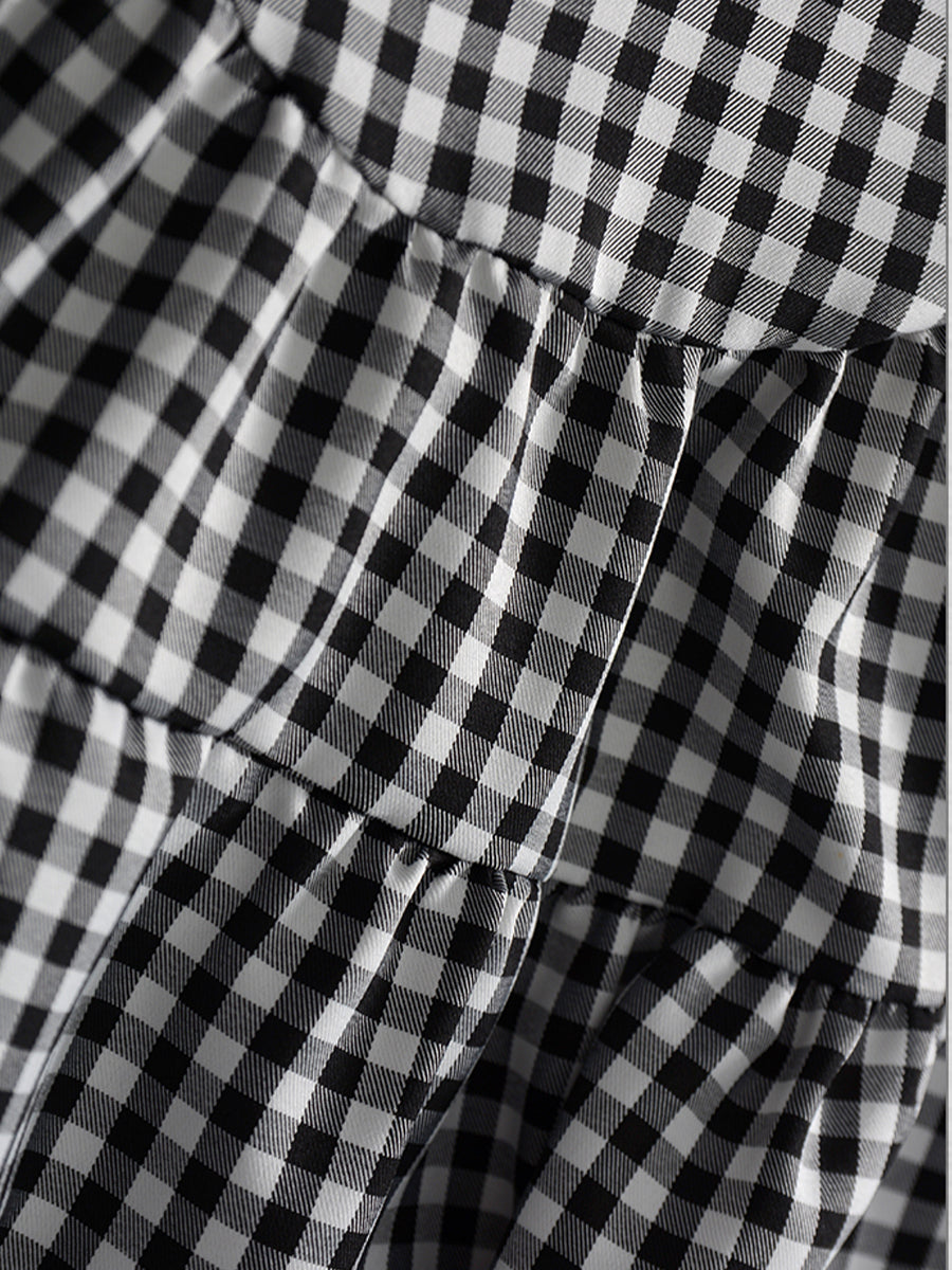 Plaid Puff Sleeve Dress