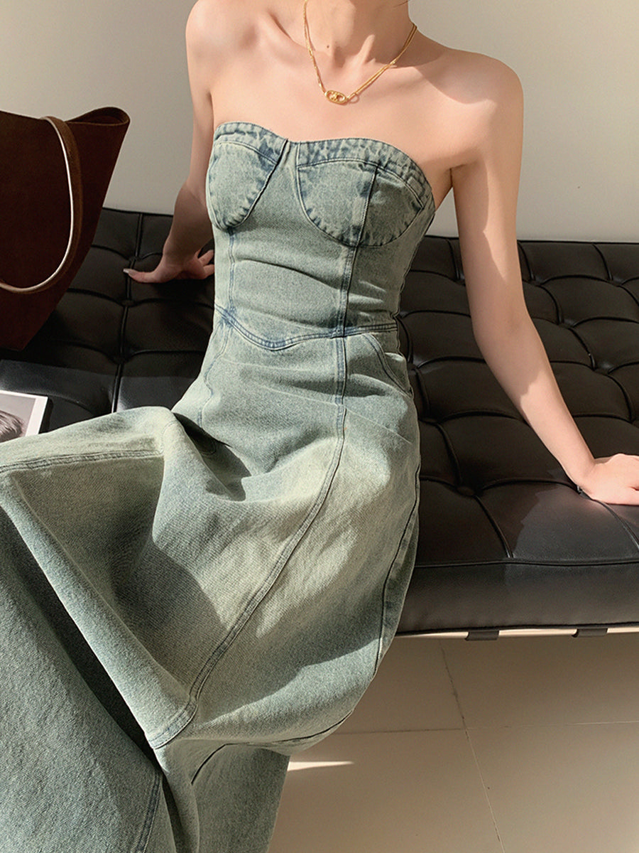 Vintage Blue Bustier Dress