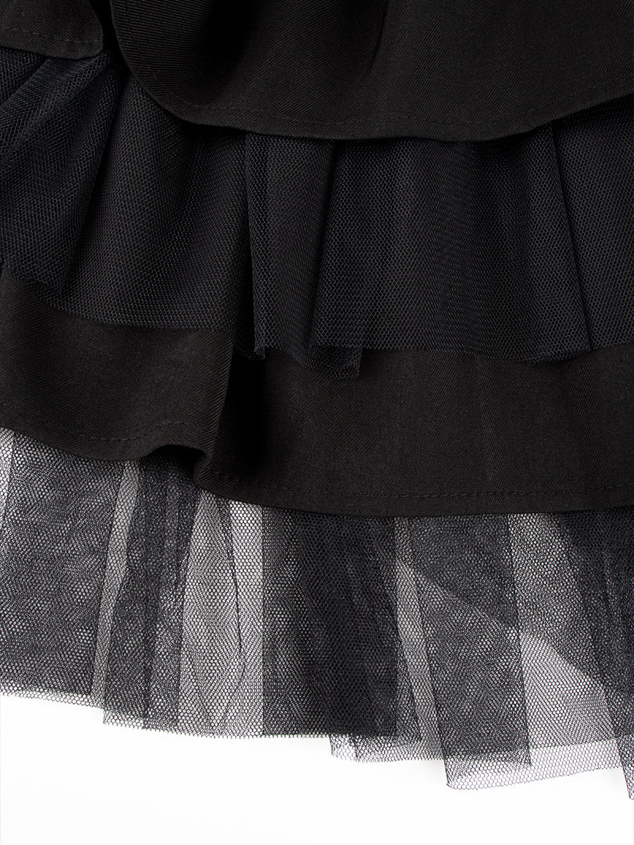 Black Blazer with Chain Belt + Puffy Skirt Set