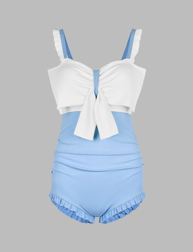 Ruffled Bowknot One-piece Swimwear