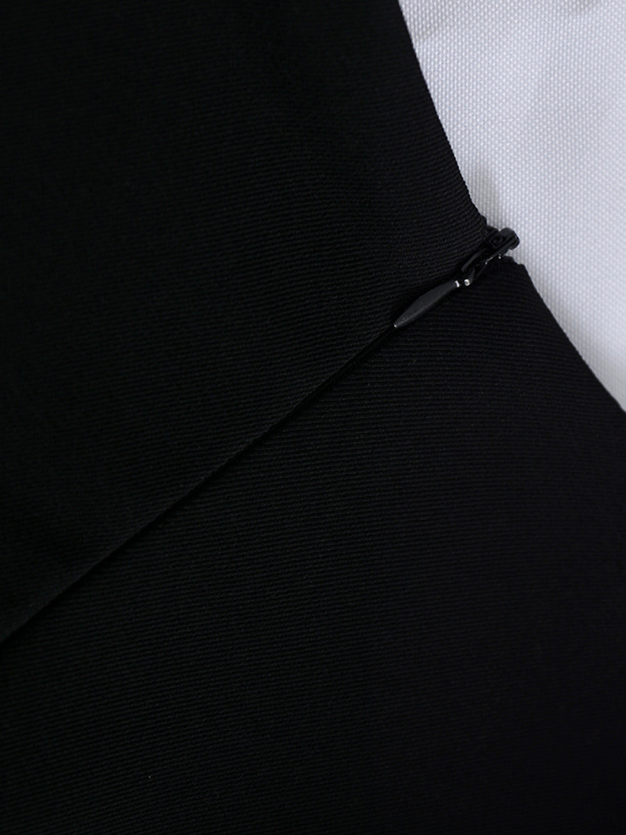 Black Square Collar Fluffy Dress