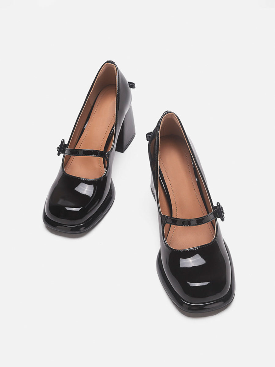 Chunky Heeled Ankle Strap Mary Jane Pumps