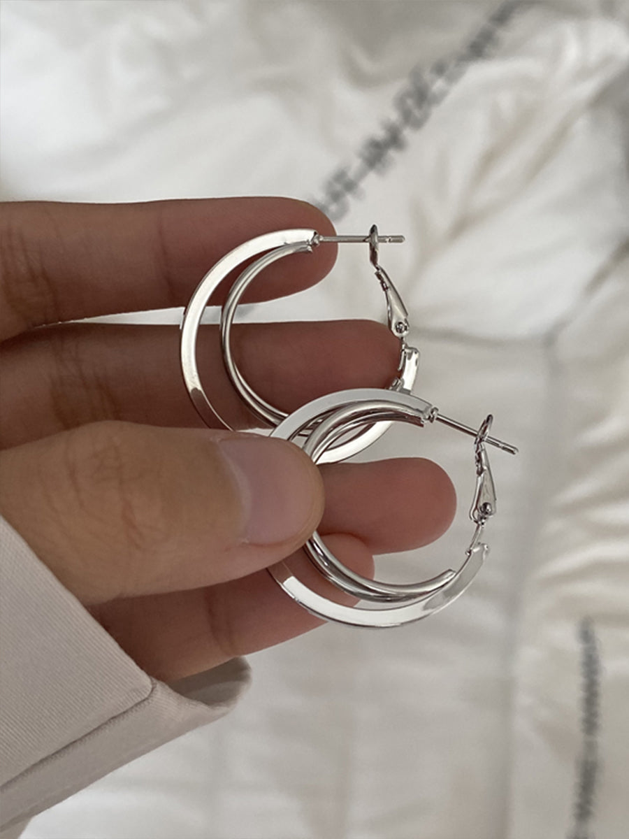 Dual Circle Gold and Silver Earrings