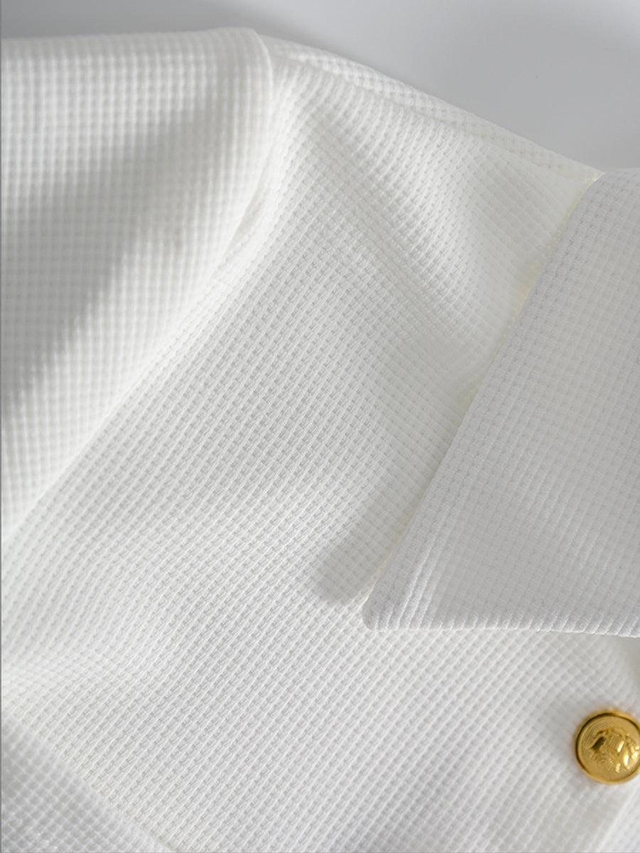 Knitted White Blouse + Corset Pleated Skirt Set