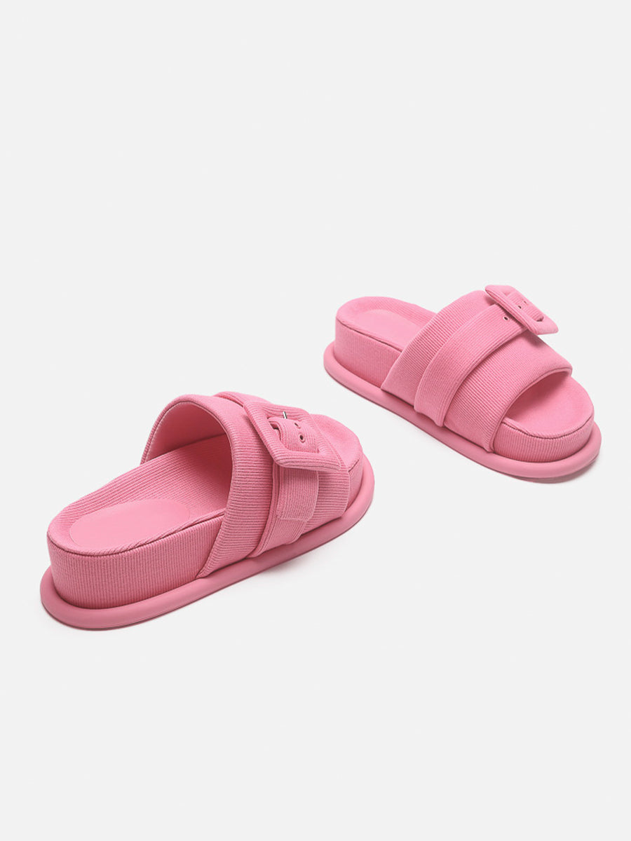 Square Buckle Open Toe Thick Bottom Slippers