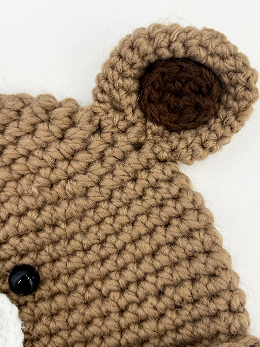 Cute Bear Hand-made Crochet Woolen Hat