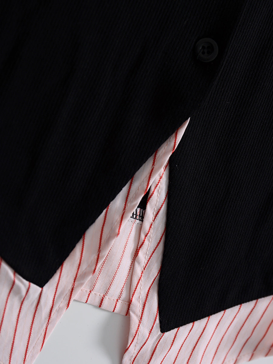 Fake Two Piece Shirt + Pleated Skirt Set