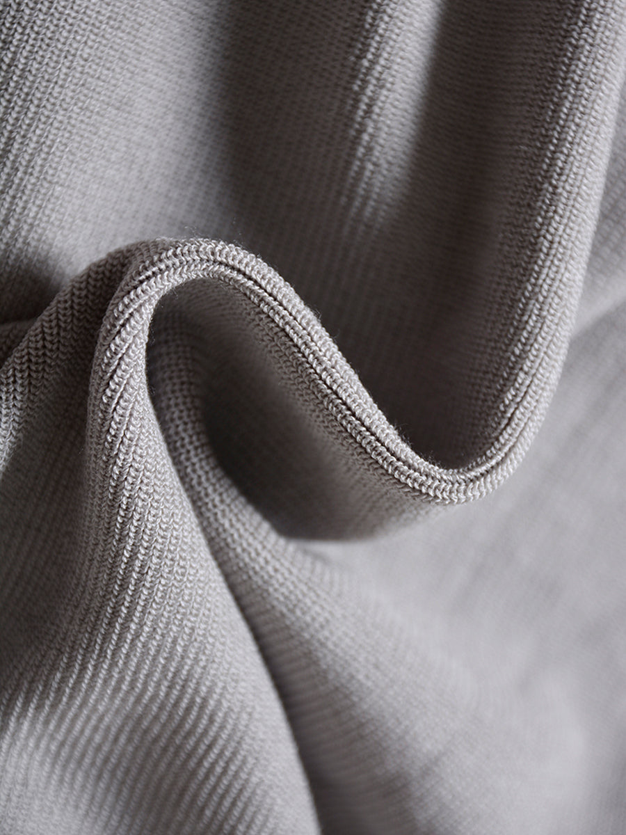 Gray Knitted Slim Midi/Short Dress