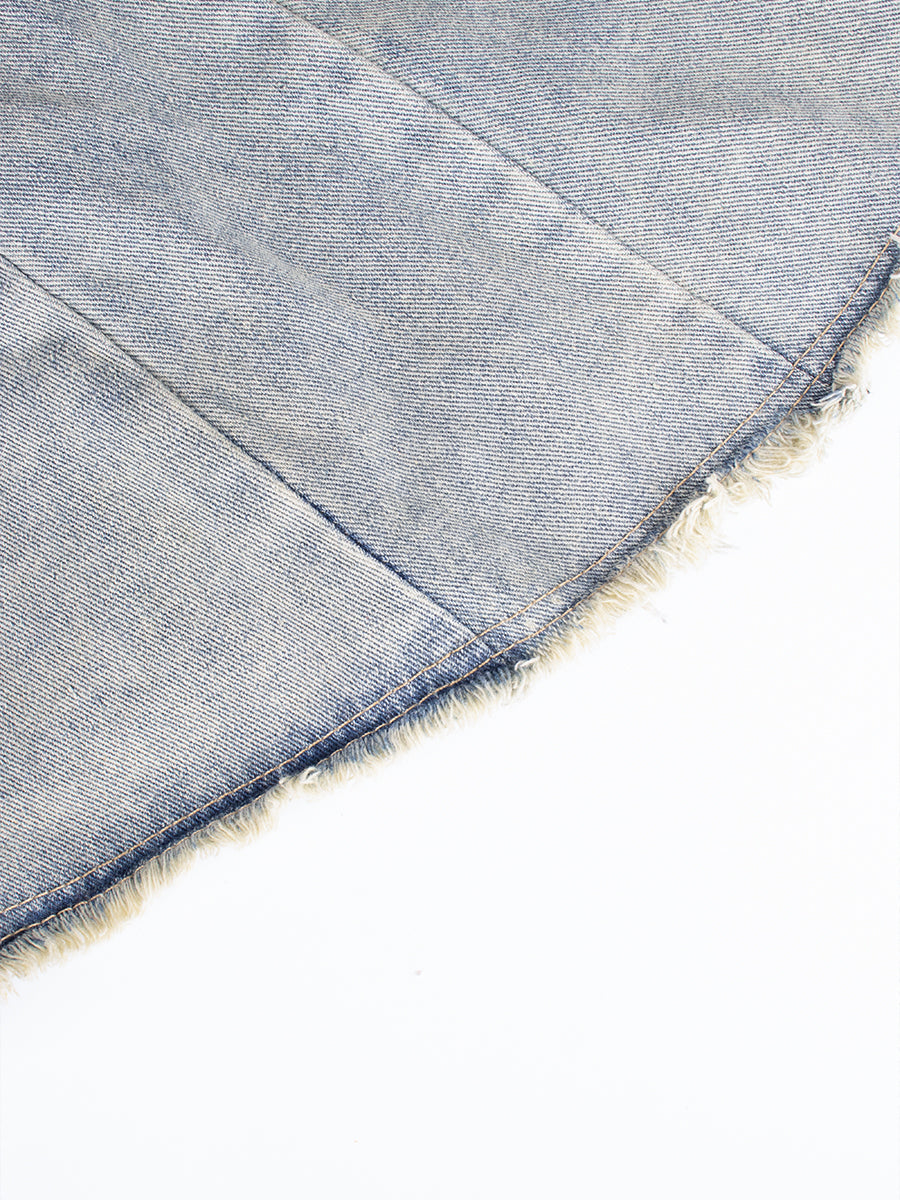 Raw Edge Denim Jacket & Skirt Set