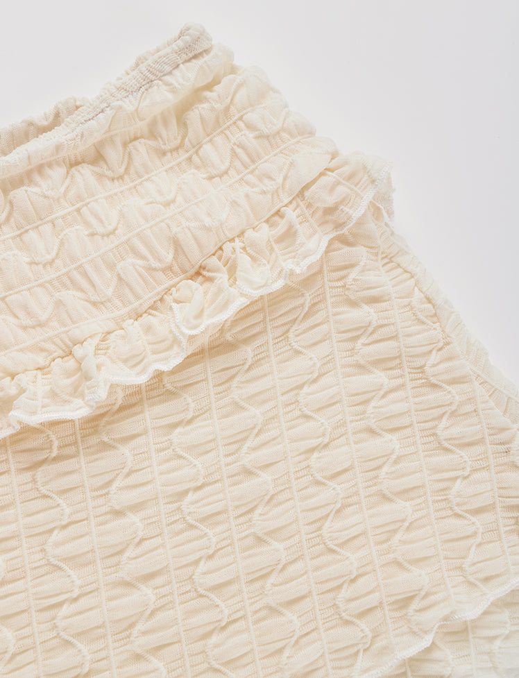 Solid Ruffled Top&Skirt Set