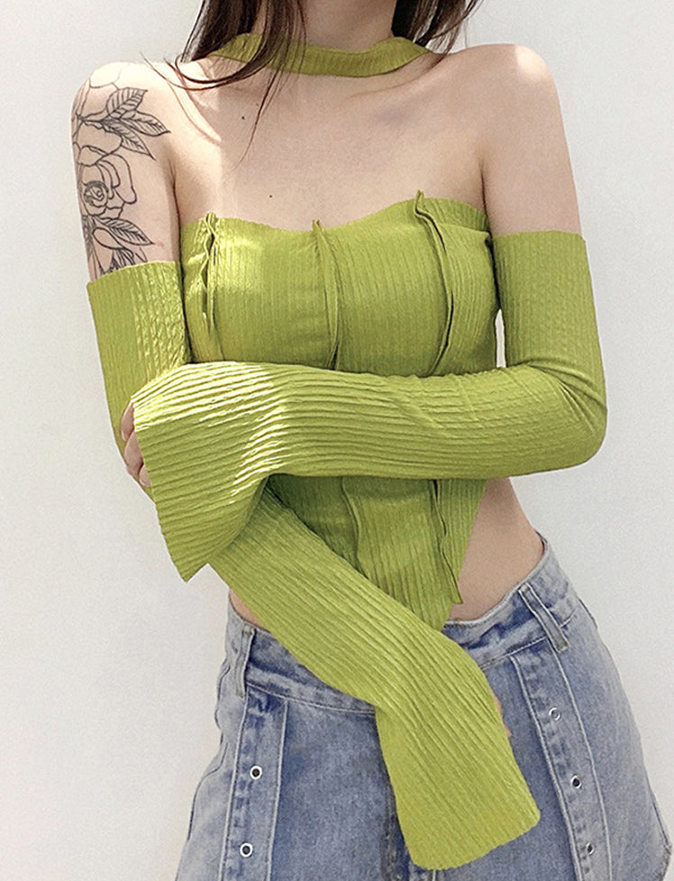 Irregular Halter Off Shoulder Top