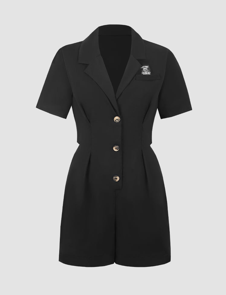 Collar Neck Cutout Back Blazer Jumpsuit