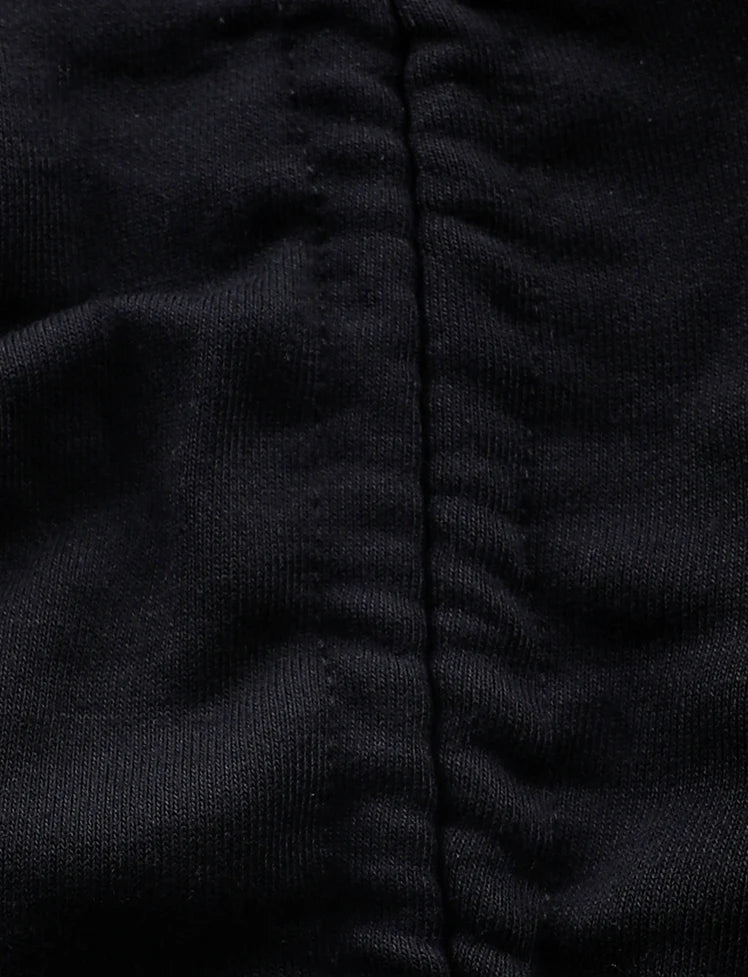 Black Off-The-Shoulder Drawstring Ruched Dress