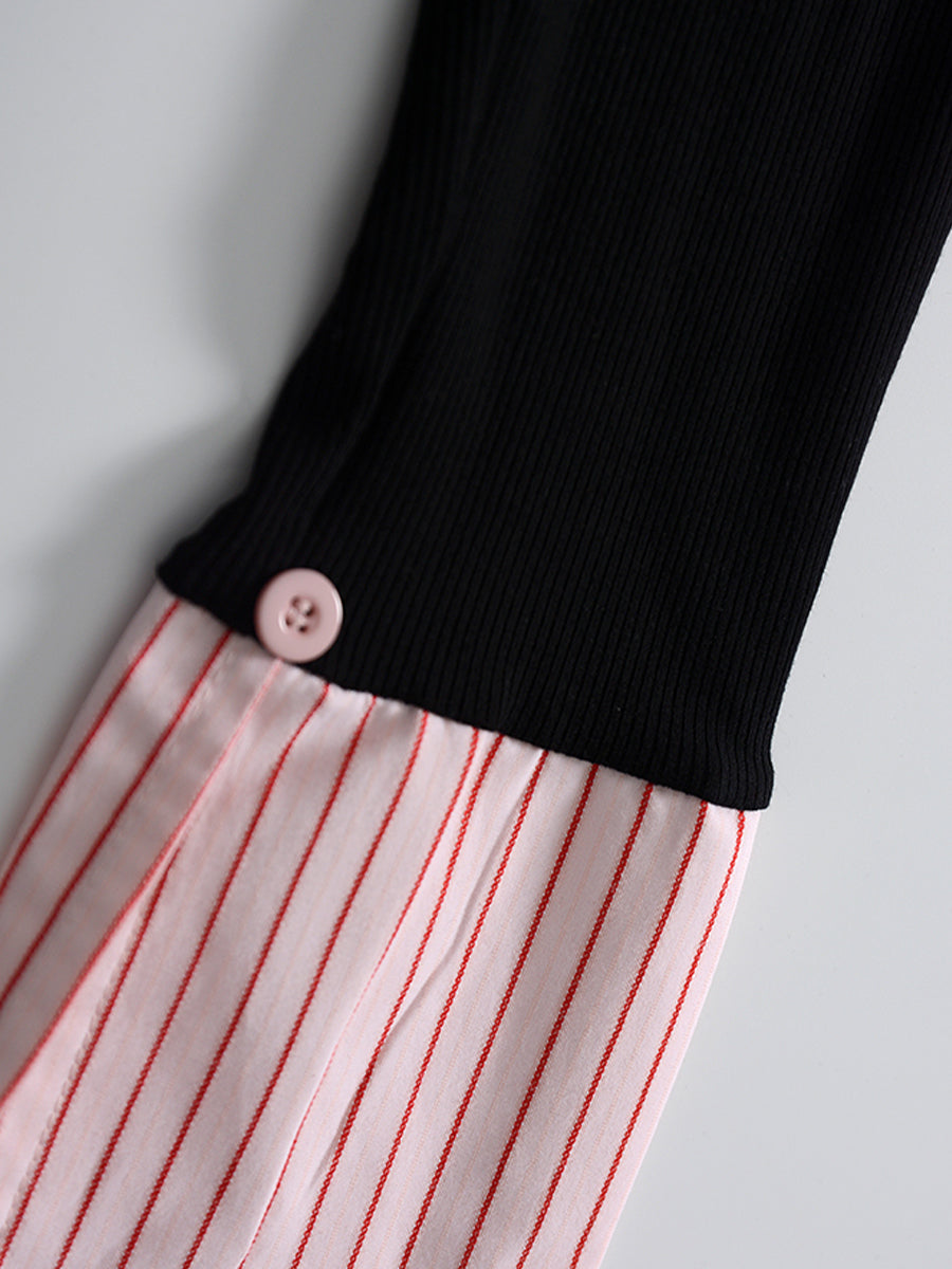 Fake Two Piece Shirt + Pleated Skirt Set
