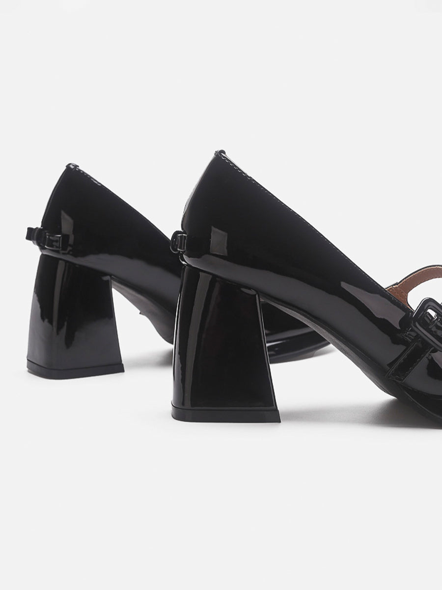 Chunky Heeled Ankle Strap Mary Jane Pumps