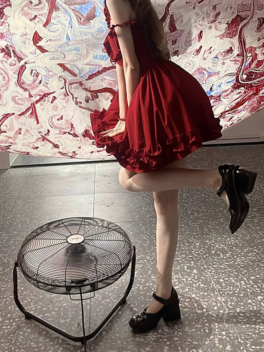 Romantic Red Sleeveless Backless Dress