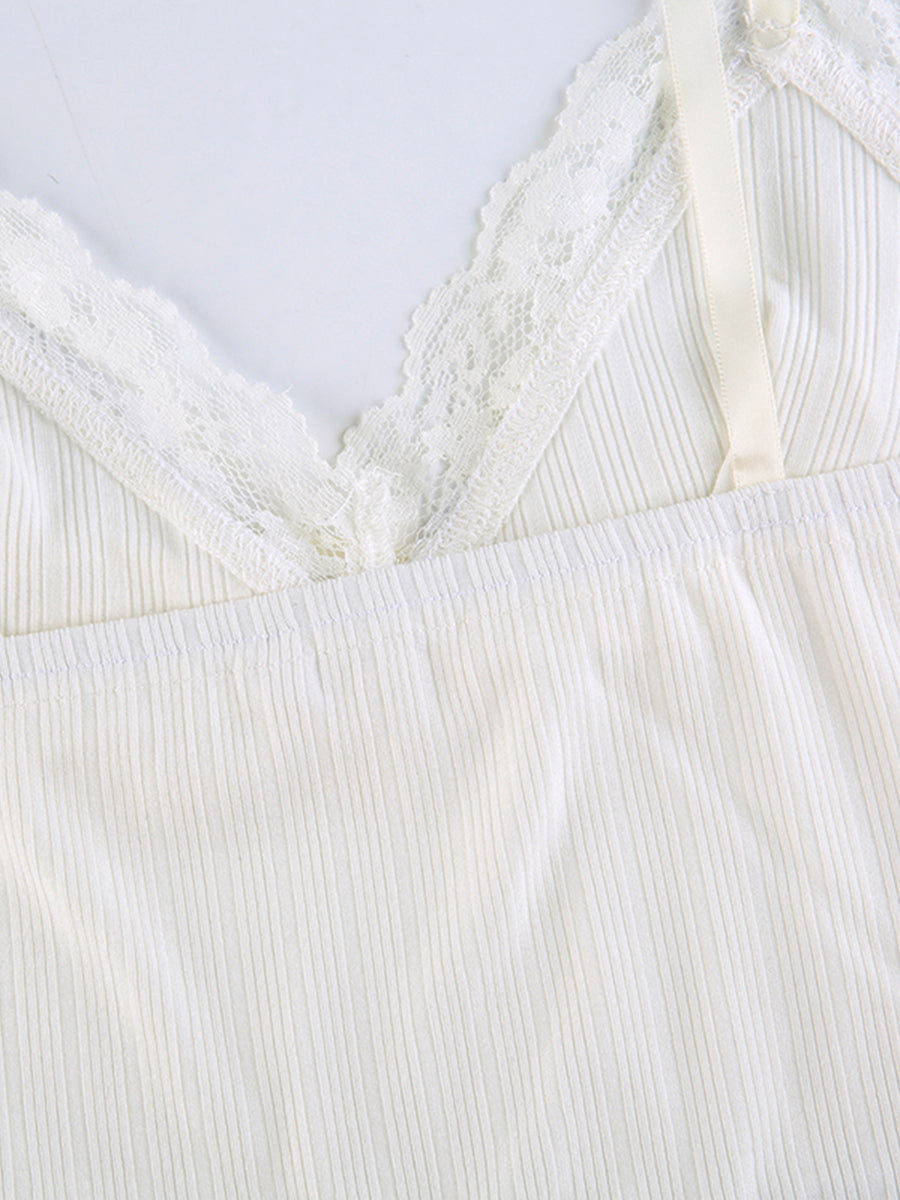 Lace Slim Elastic Crop Top