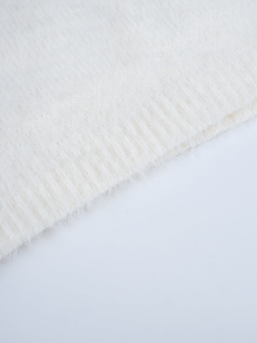 Faux Mink Sweater with Sleeves & Skirt Set