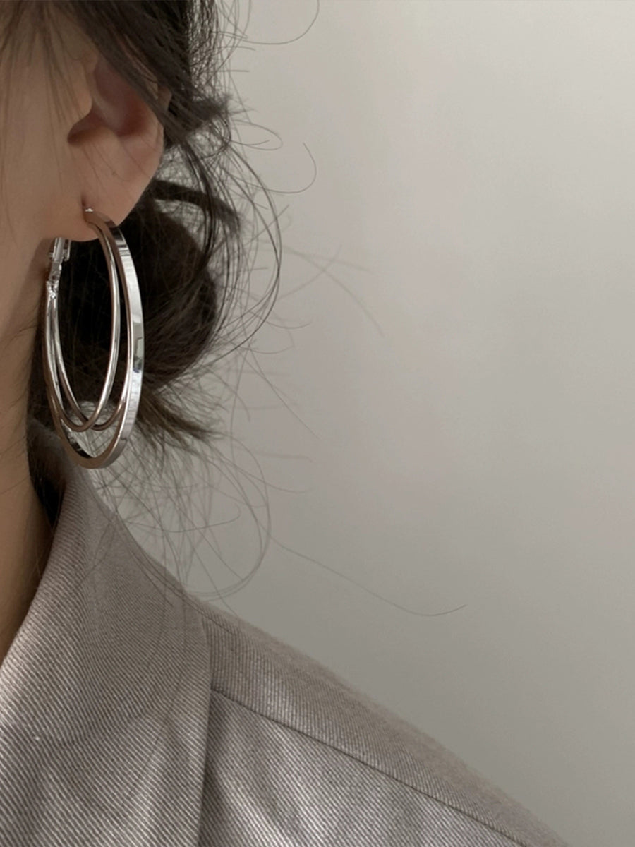 Dual Circle Gold and Silver Earrings
