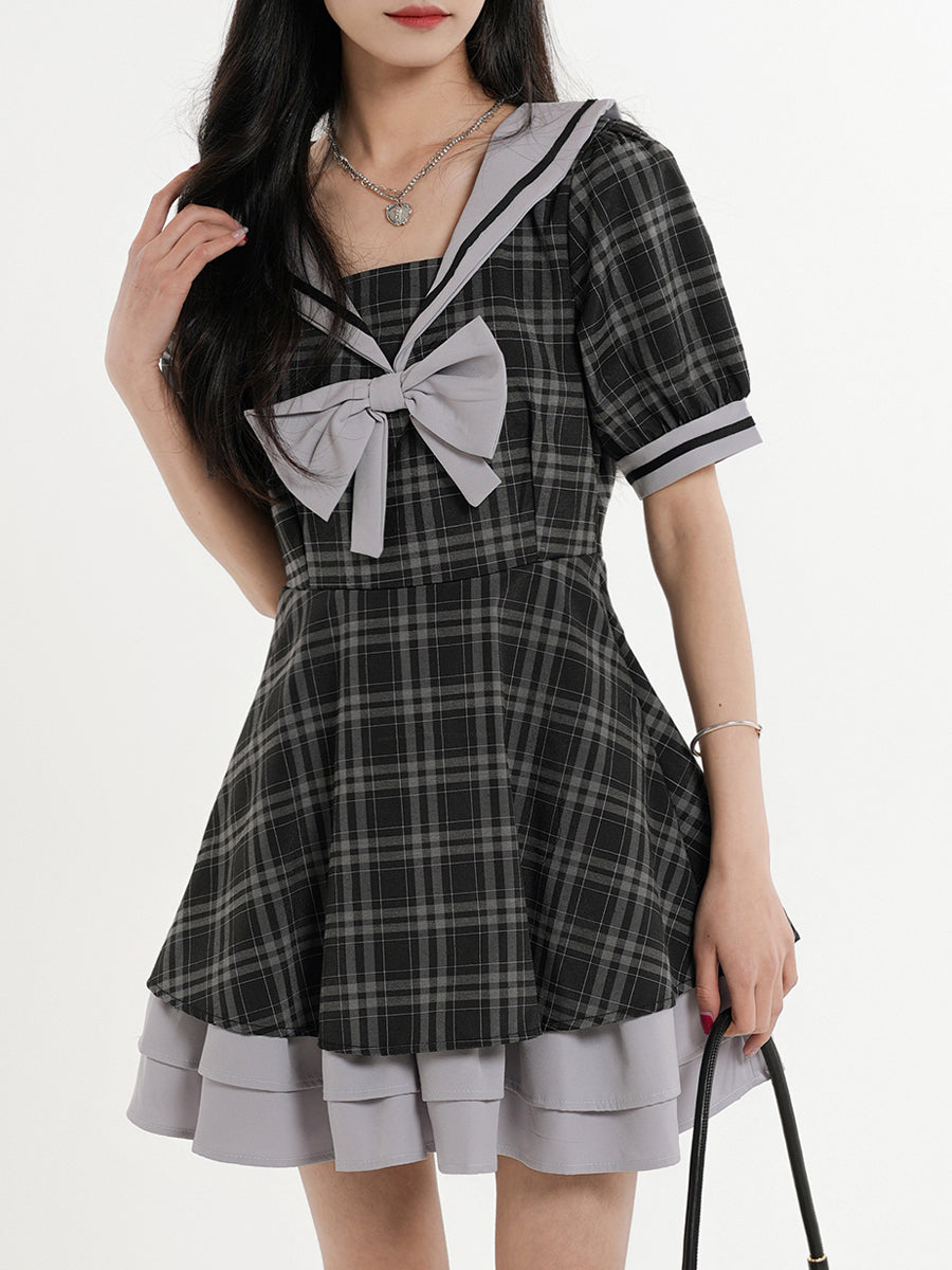 Bow Tie Plaid Dress