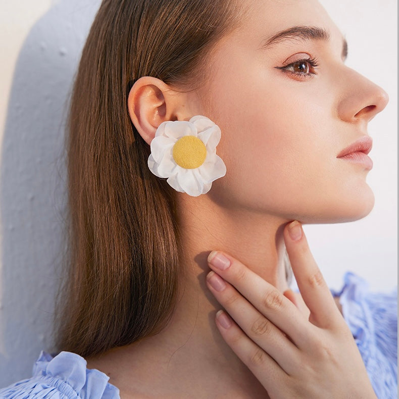 Fabric Flower Earrings