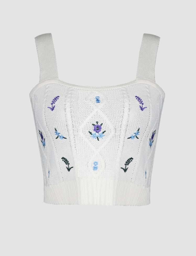 Vintage Floral Knit Tank Top