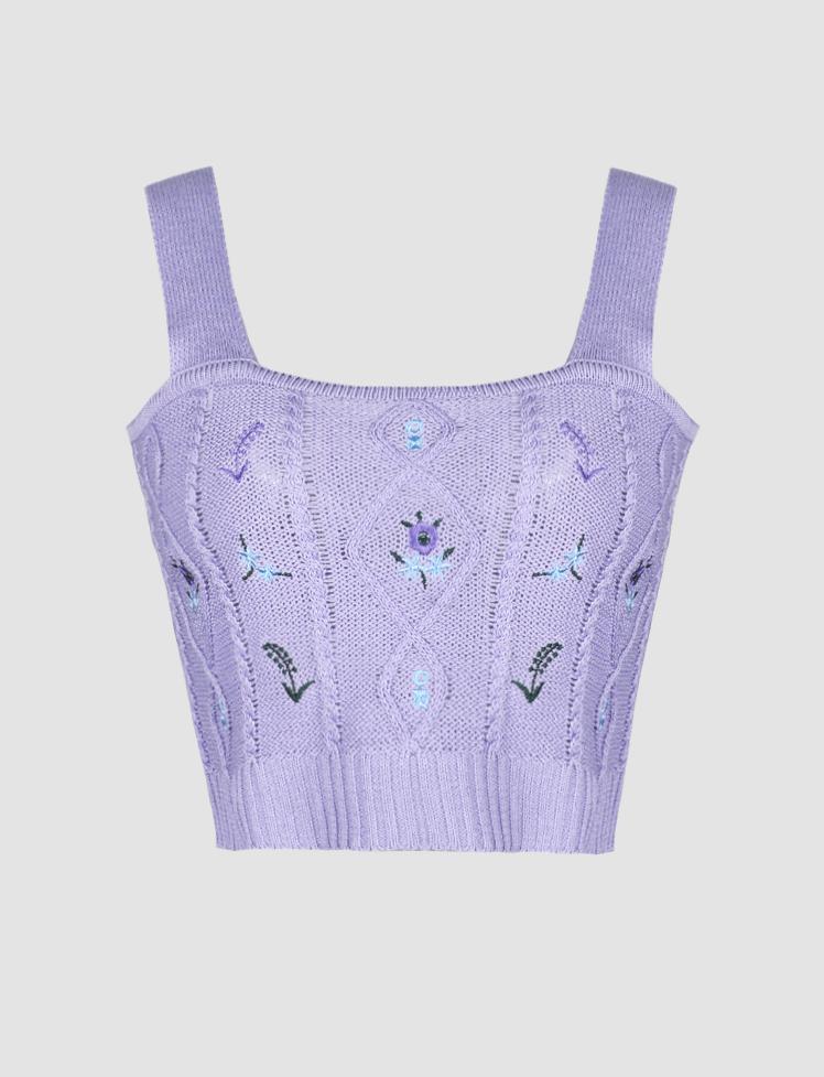 Vintage Floral Knit Tank Top