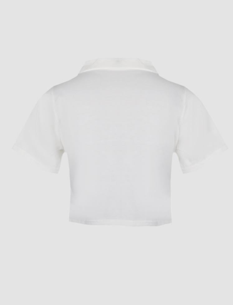 Bear Bevel Button Polo Top