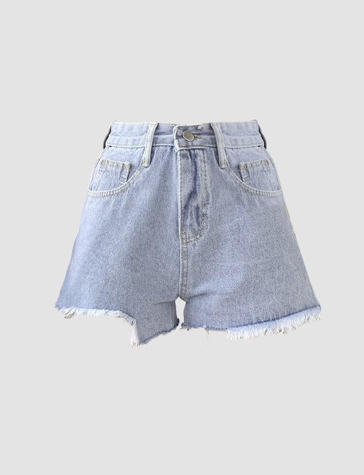 Blue Heart Beat Denim Shorts Pants