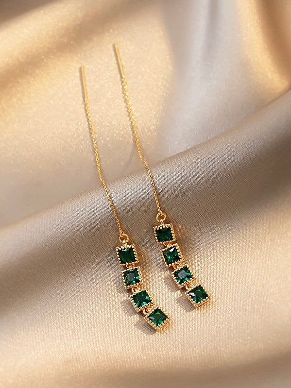 Emerald Tassel Earrings