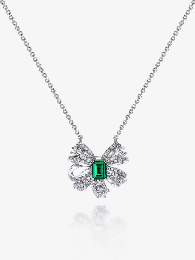 Green Diamond Butterfly Necklace