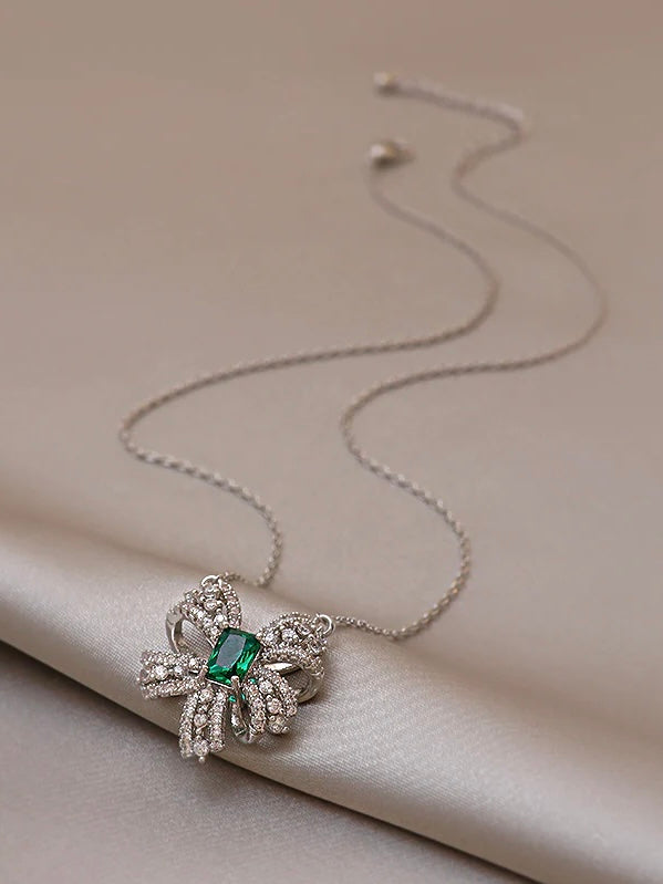 Green Diamond Butterfly Necklace