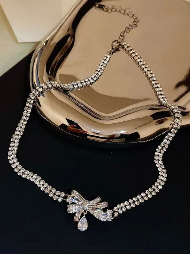 Silver Bow Necklace alloy