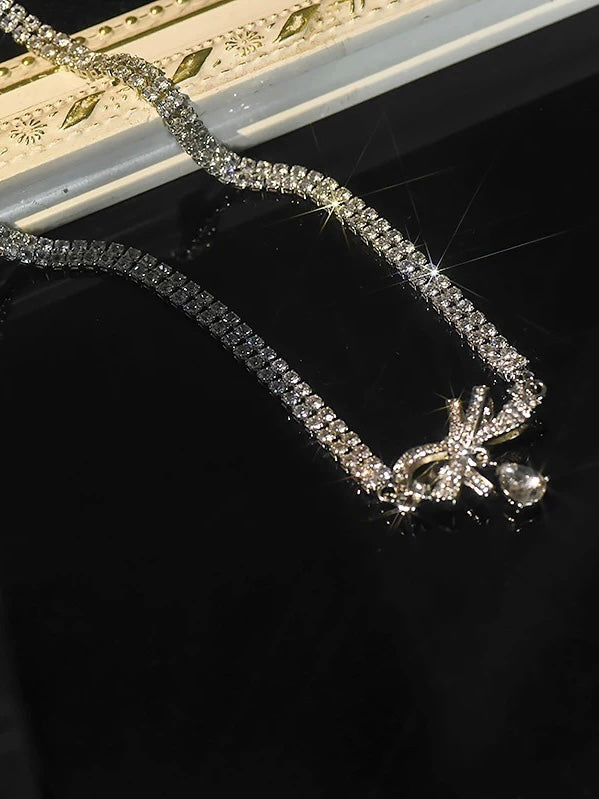 Silver Bow Necklace alloy