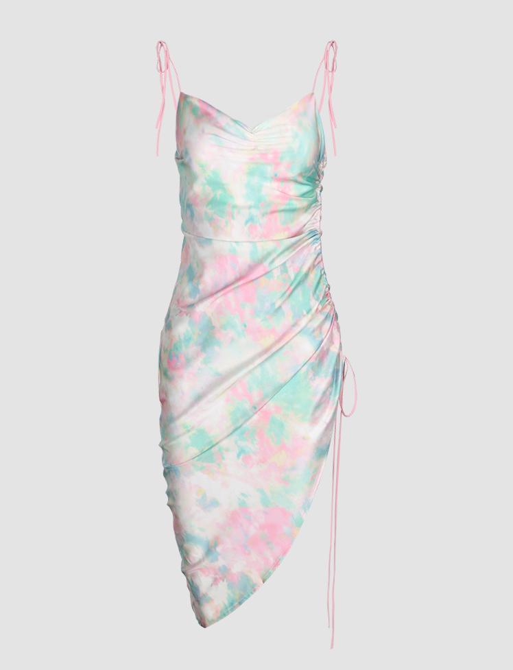 Fantasy Color Drawstring Cami Dress