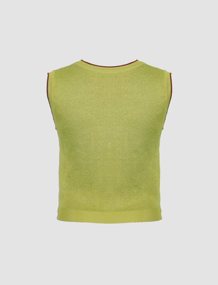 Green Diamond Knit Sleeveless Top