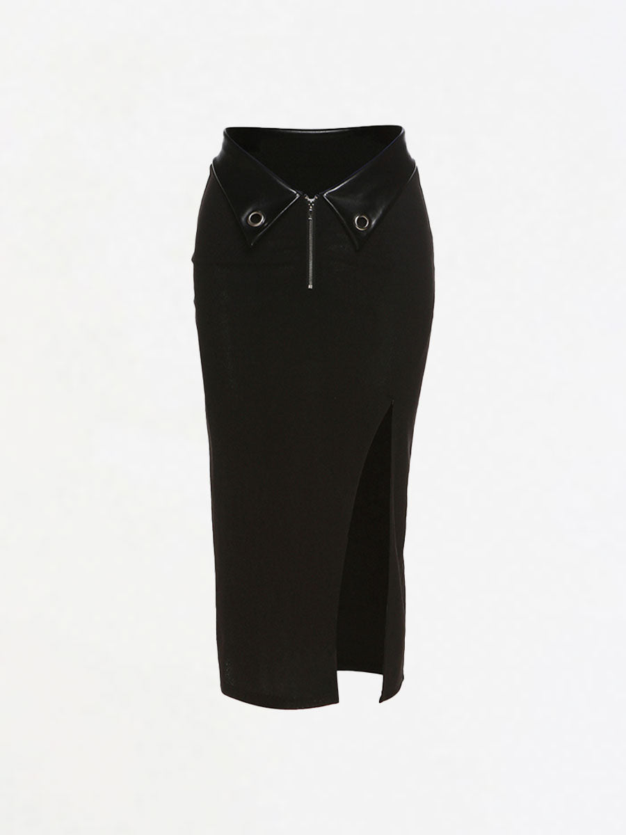 Split Slim Midi Skirt