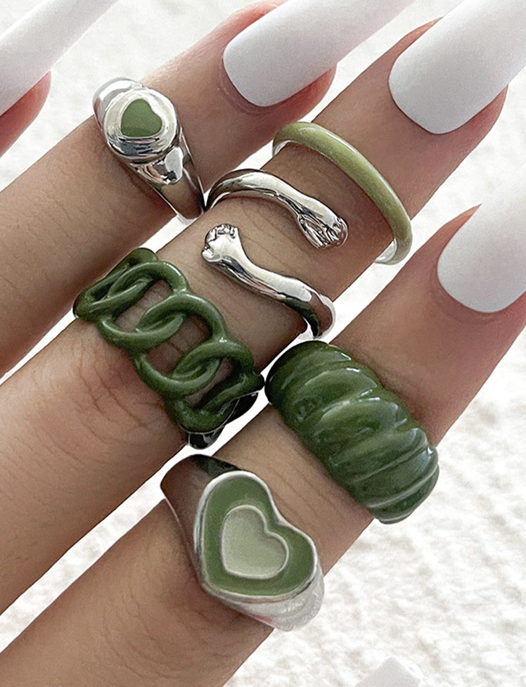 Butterfly Daisy Heart Y2K Rings