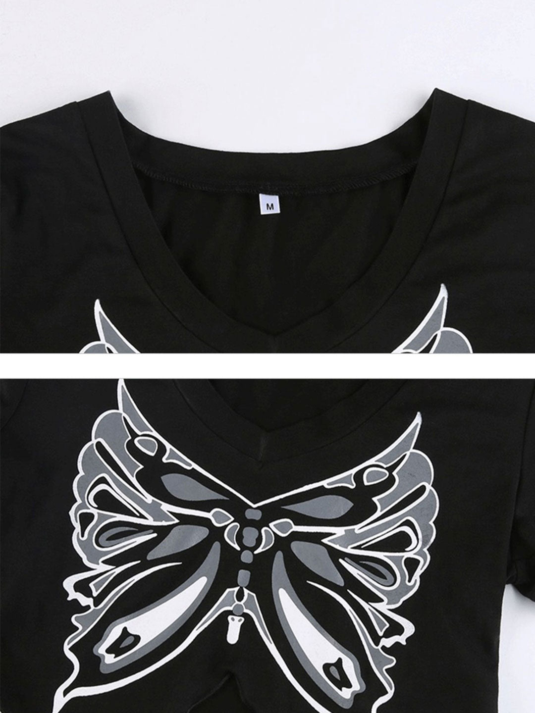 Black Butterfly Irregular Crop Top