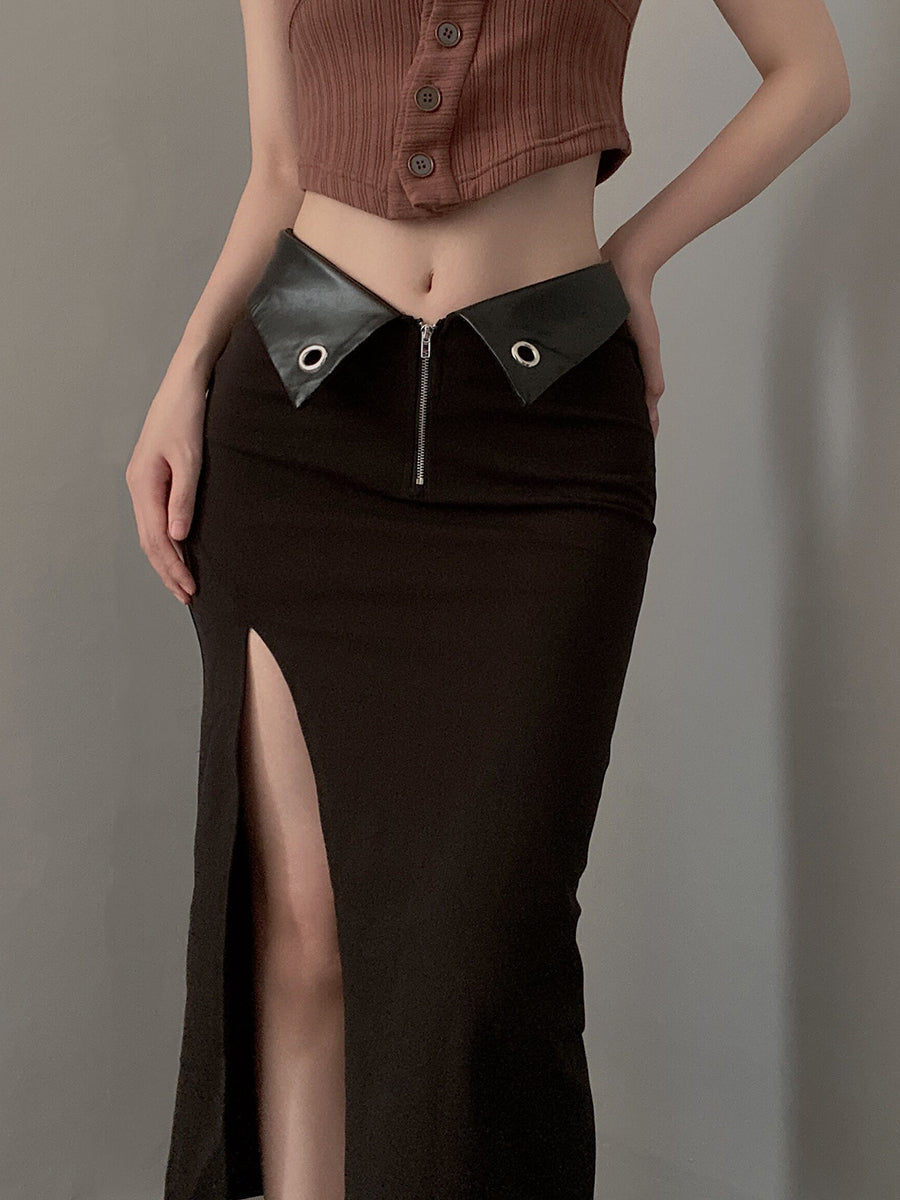 Split Slim Midi Skirt
