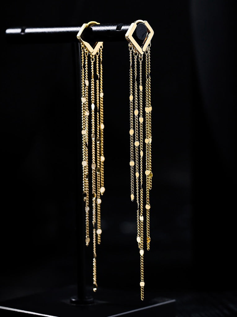Square Framed Tassel Earrings