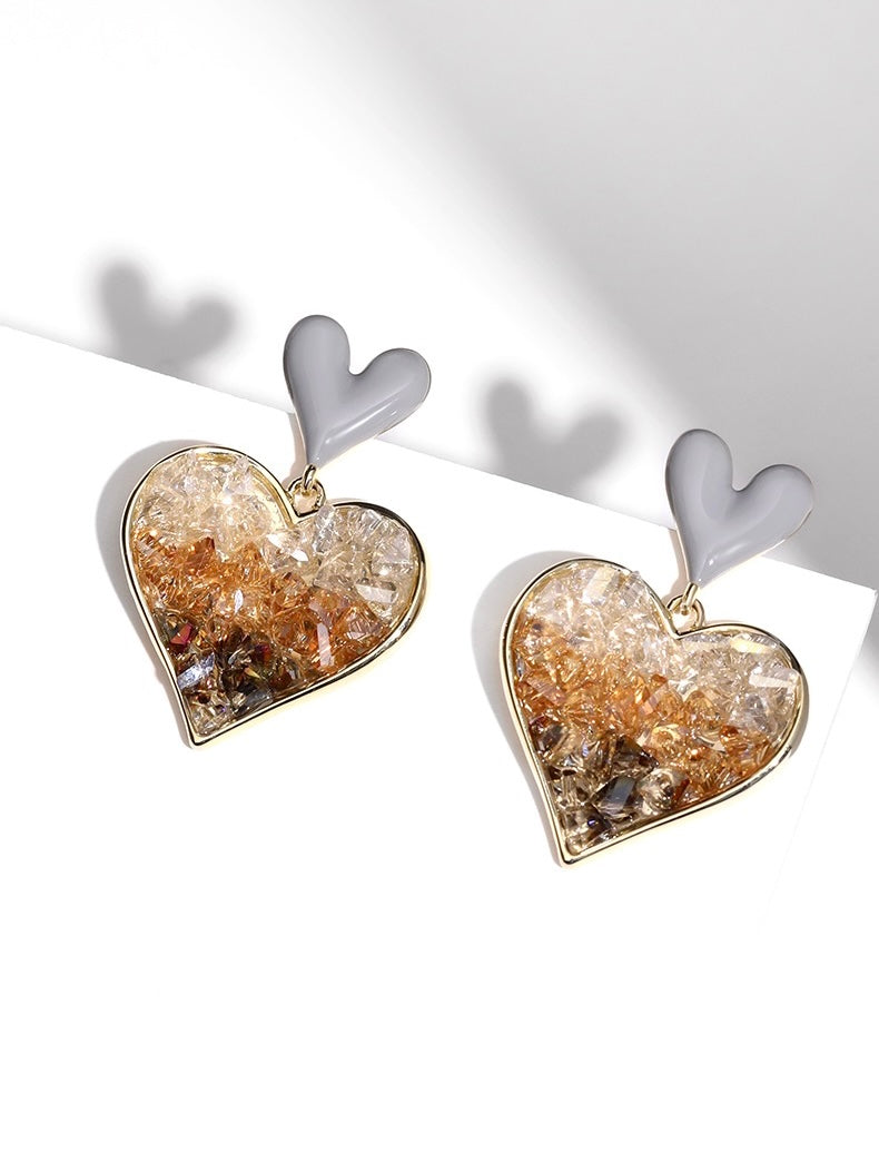 Heart-shaped Crystal Earrings