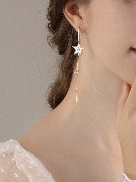 Star and Moon Tassel Earrings
