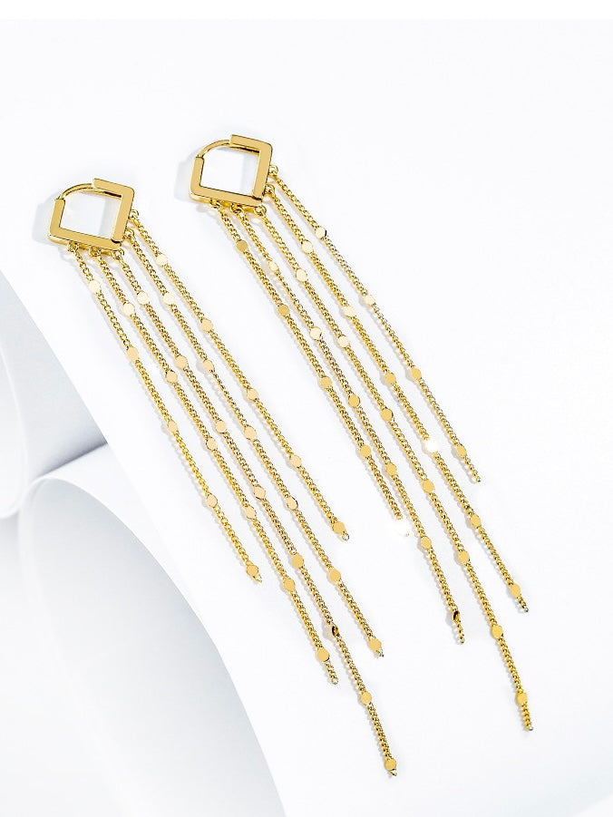 Square Framed Tassel Earrings